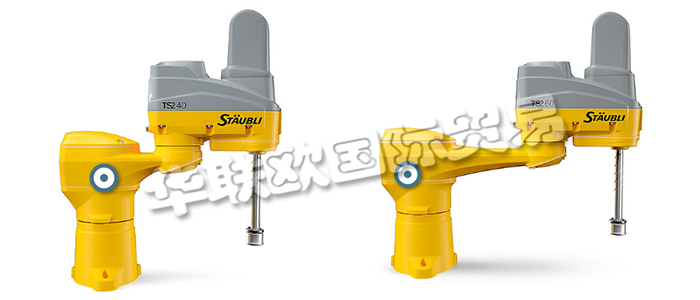 STAUBLI開發(fā)了一系列功能強大的四軸機器人，旨在滿足汽車、食品、制藥、塑料和電子電氣等領域最嚴格的生產要求。SCARA (水平多關節(jié)機械手臂) 系列可用于多種應用， 能快速執(zhí)行上下料、裝配、包裝/碼垛、拾放/搬運、分揀、堆垛和整列等高精度、重復性等任務。此外，全新 TS2 系列使用了與六軸 TX2 機器人相同的模塊化結構和 CS9 控制器，相同的機器人底座帶來模塊化和最優(yōu)開發(fā)時間。